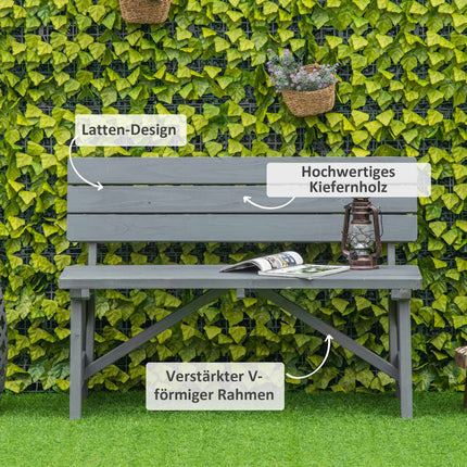 Wetterfeste 2-Sitzer-Gartenbank aus Holz mit Rückenlehne
