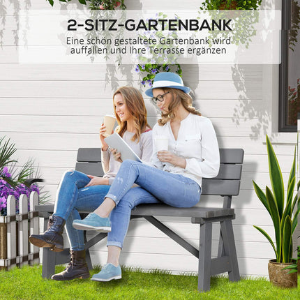 Wetterfeste 2-Sitzer-Gartenbank aus Holz mit Rückenlehne
