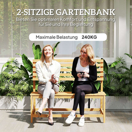 Gartenbank aus Teakholz für 2 Personen mit umklappbarer Rückenlehne