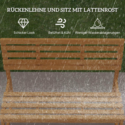 Gartenbank aus Teakholz für 2 Personen mit umklappbarer Rückenlehne