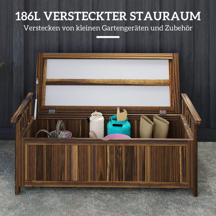 Wetterfeste 2-Sitzer-Gartenbank aus Holz mit Stauraum