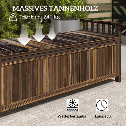 Wetterfeste 2-Sitzer-Gartenbank aus Holz mit Stauraum