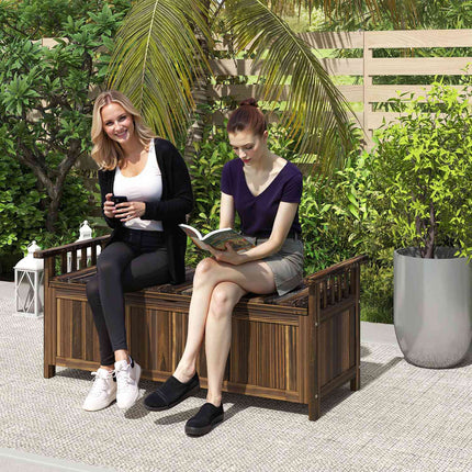 Wetterfeste 2-Sitzer-Gartenbank aus Holz mit Stauraum