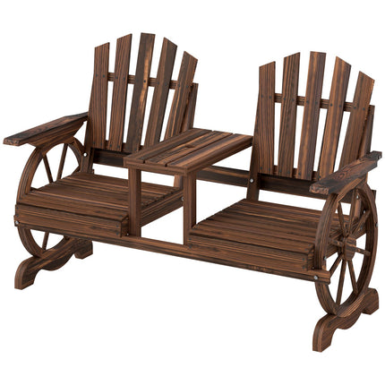 Zweisitzige Gartenbank aus Holz mit Schirmloch