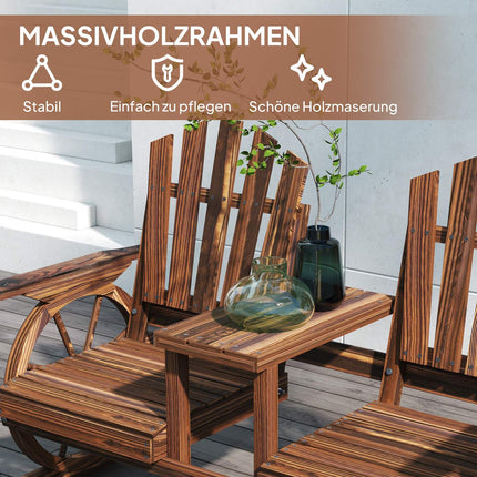 Zweisitzige Gartenbank aus Holz mit Schirmloch