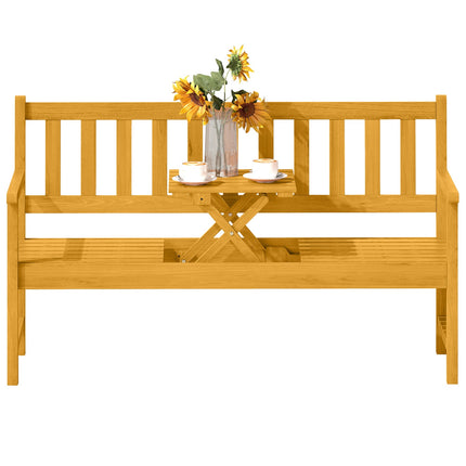 Akazien-Gartenbank für 2 Personen, Teak-Finish, klappbarer Tisch