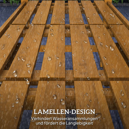 Akazien-Gartenbank für 2 Personen, Teak-Finish, klappbarer Tisch