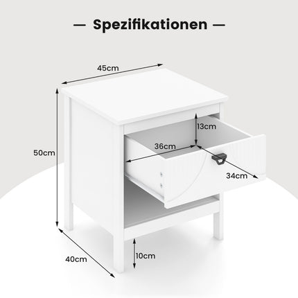 2-stöckiger Nachttisch mit Schublade und offenem Regal, Beistelltisch, Nachttisch aus Holz, Sofatisch