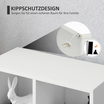 Dvoupatrová knihovna, 5 přihrádek, bílá dřevotříska