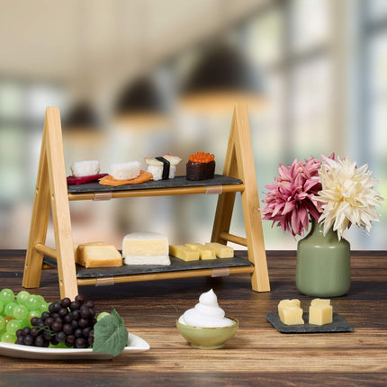 2-tier serving platter in slate