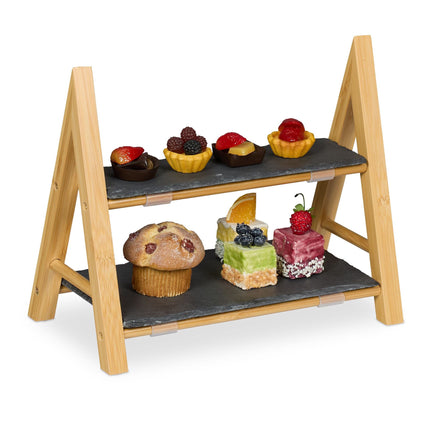 2-tier serving platter in slate