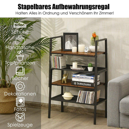 Dvoupatrový stohovatelný botník ze dřeva a kovu 54 x 32 x 52 cm hnědý + černý