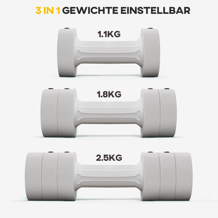 Verstellbare Hanteln 2 x 2,5 kg, bodenschonend, weiß