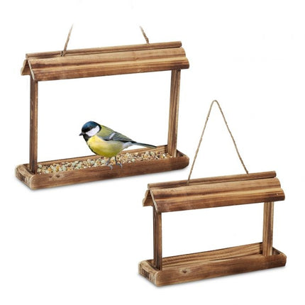 2x Mangeoires à oiseaux en bois