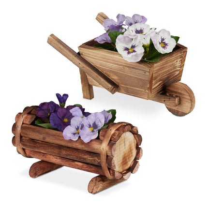 2x Dekorative Holz-Pflanzgefäße