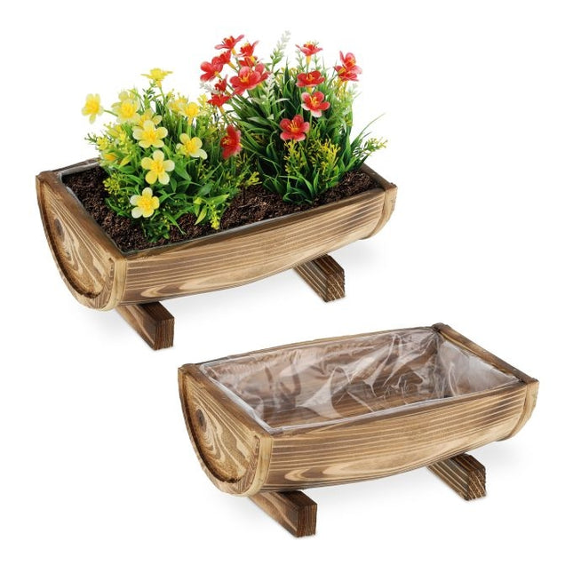 2x Halbtonnen-Pflanzgefäße