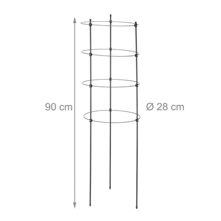 2er-Set Pflanzenstützen mit Ringen, 90 cm