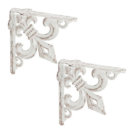 2 supports d'étagère en fonte avec motif de lys français