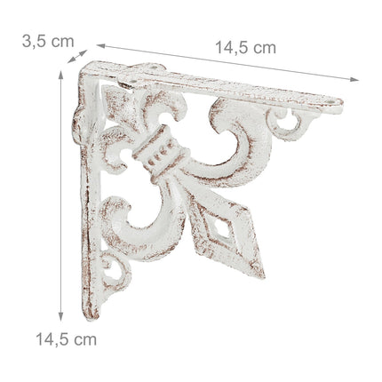 2 supports d'étagère en fonte avec motif de lys français