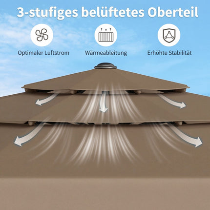 300 CM Outdoor Market Umbrella, Tilt Function, Ventilated Roof