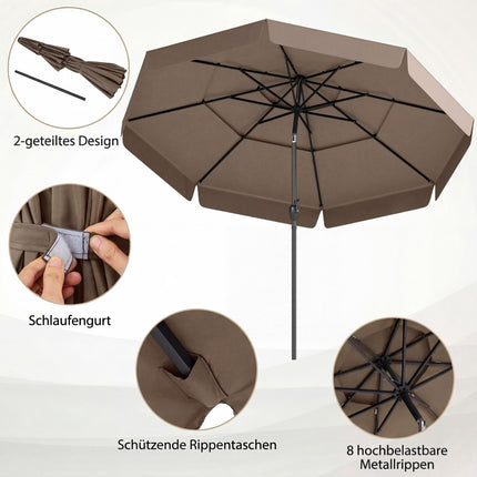300 CM Outdoor Market Umbrella, Tilt Function, Ventilated Roof