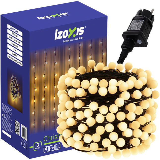300 LED-Weihnachtsbeleuchtung, Warmweiß, 30m, 8 Modi