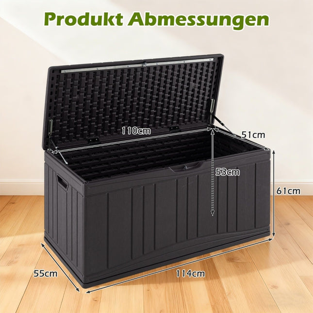 300L HDPE-Außenlagerbox mit abschließbarem Deckel, Braun