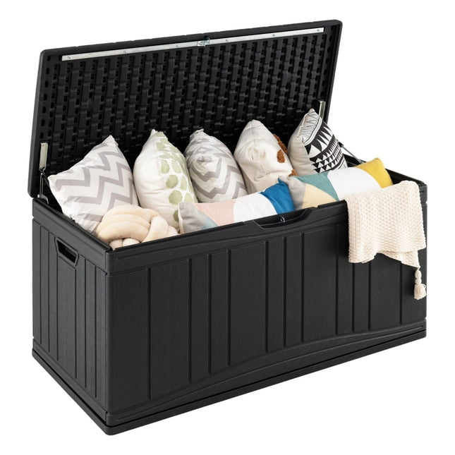 300L Outdoor-Aufbewahrungsbox, HDPE, abschließbarer Deckel, Schwarz