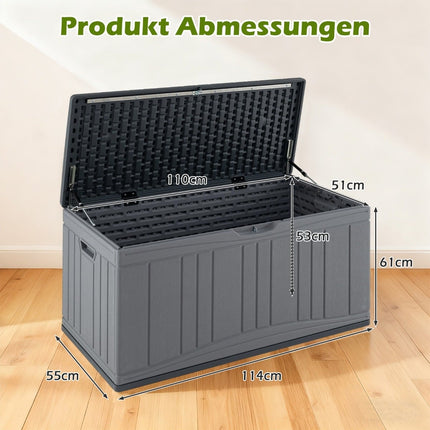 300L Outdoor-Aufbewahrungsbox, HDPE, abschließbarer Deckel, Grau