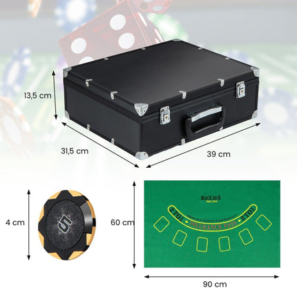 300-teiliges Pokerset mit Koffer, Kartenmischgerät, 2 Decks
