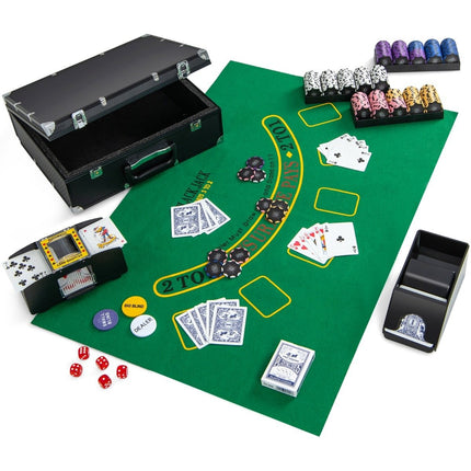 300-teiliges Pokerset mit Koffer, Kartenmischgerät, 2 Decks