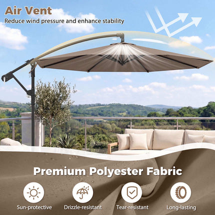 300 cm Brown Cantilever Parasol with Stand & Crank