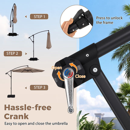 300 cm Brown Cantilever Parasol with Stand & Crank