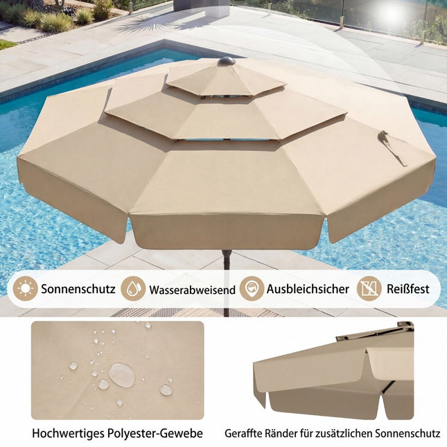 300 cm Marktschirm für draußen, mit Kippfunktion, Beige