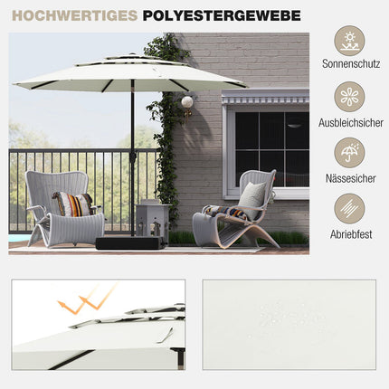 300 cm Patio Umbrella, 3-Layer Ventilated, Tilt, White