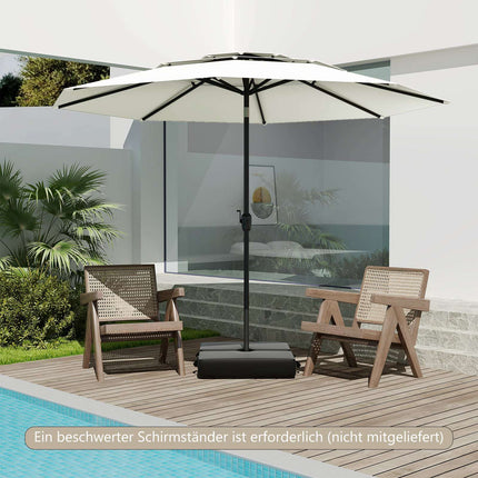 300 cm Patio Umbrella, 3-Layer Ventilated, Tilt, White