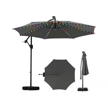 300 cm Sonnenschirm mit LED-Beleuchtung, neigungsverstellbar
