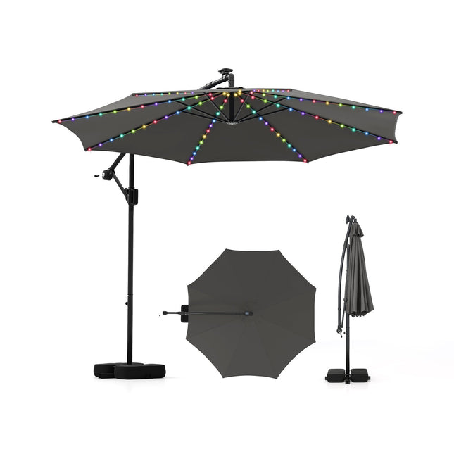 300 cm Sonnenschirm mit LED-Beleuchtung, neigungsverstellbar