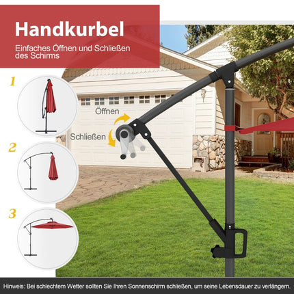 300 cm Patio Umbrella with Solar LED Lights & Crank