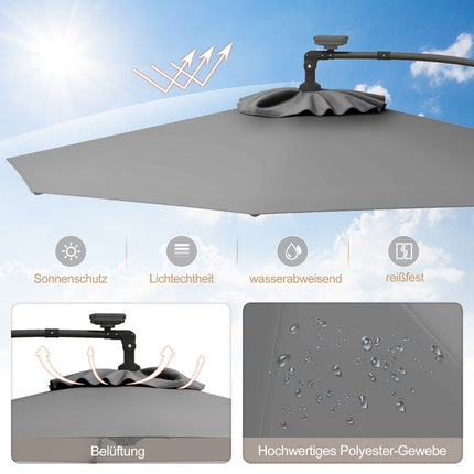 300 cm Patio Umbrella with Solar LED Lights & Crank