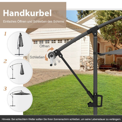 300 cm Patio Umbrella with Solar LED Lights & Crank