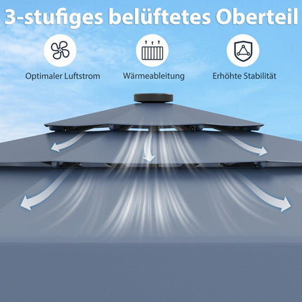 300 cm Patio Umbrella with Solar LED Lights, Tiltable