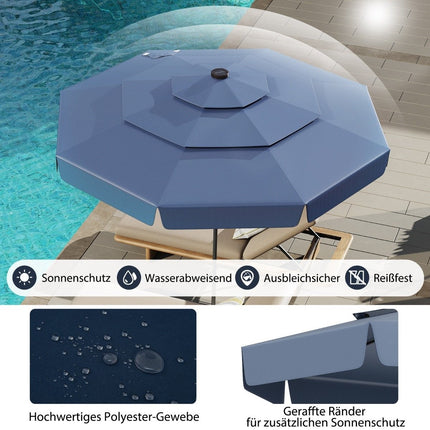 300 cm Patio Umbrella with Solar LED Lights, Tiltable