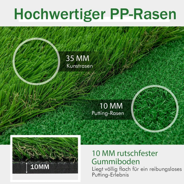 300 x 100 cm Golf Putting Mat Golfmatte mit Kunstrasen Trainingsmatte für Zuhause Grün