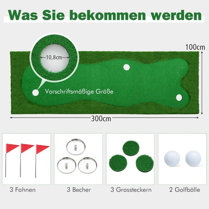 Tapis de golf 300 x 100 cm avec gazon artificiel pour entraînement à domicile