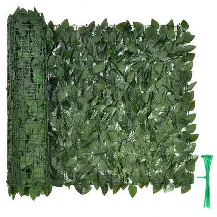 300 x 100 cm Kunstpflanzenwand Efeublätter Sichtschutz Heckenpflanze Windschutz