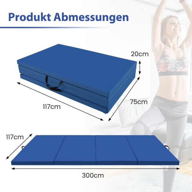300 x 117 x 5 cm Weichbodenmatte Turnmatte faltbar Gymnastikmatte aus Kunstleder Blau