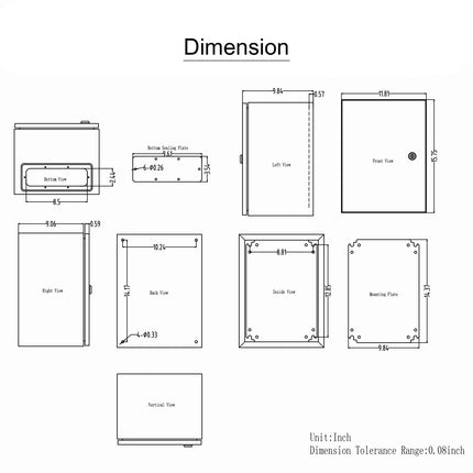 304 Stainless Steel Electrical Enclosure IP66, 40x30x25cm