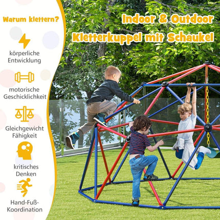 305cm Climbing Dome with Swing, 363kg Capacity, Red