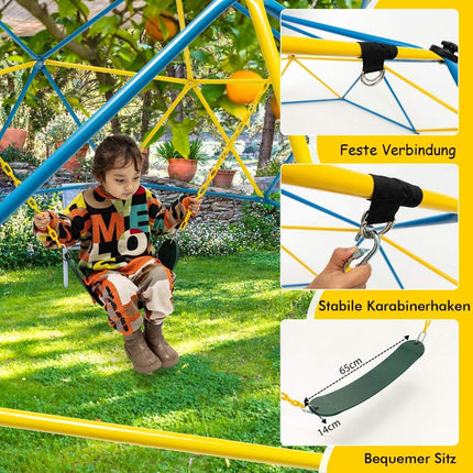 305 cm große Kletterkuppel mit Schaukel Blau &amp; Gelb &amp; Grün